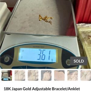 18K Japan Gold Adjustable Bracelet/Anklet (3.61g) – Bolo Style, Up to 10in